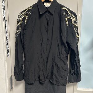 Vintage Cache Black Shirt with Embroidered Design
